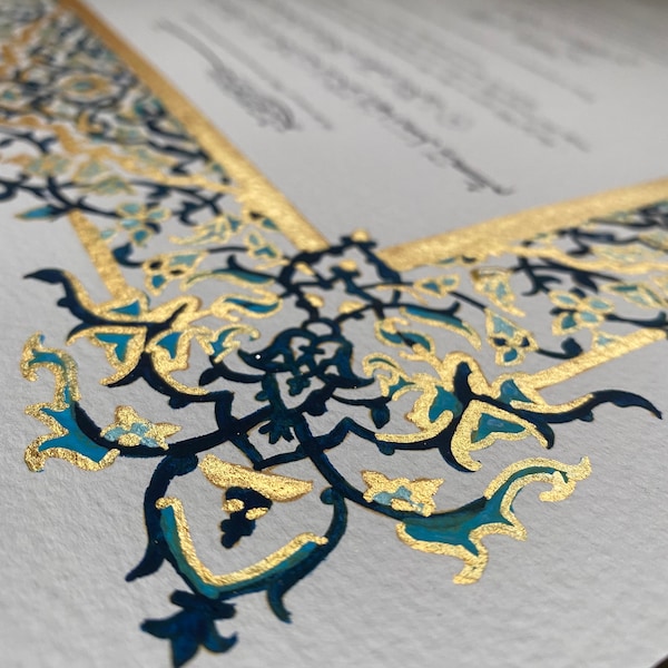 Luxury Hand Painted Nikkah certificate ,A4/A3 Nikkah Nama, Nikah , Islamic wedding contract, Muslim Marriage Certificate, Personalised Names