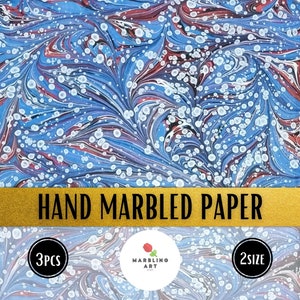 Hand gedecoreerd marmerpapier, Ebru marmerpapier, boekbindpapier voor scrapbooking, kaarten maken, restauratie, 13x20", 20"x26", Sky
