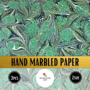 3 piezas de papel jaspeado para restauración y encuadernación, arte jaspeado Ebru, arte turco tradicional, perfecto para papel de origami, papel final, 2 tamaños