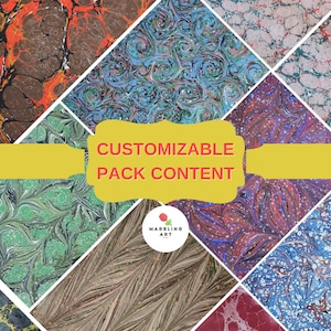 Personalisierbares Paket, Marmoriertes Papier, Marmoriertes Ebru-Papier, Türkisches Papier zum Buchbinden, Scrapbooking, Origami-Papier, Geschenkverpackung