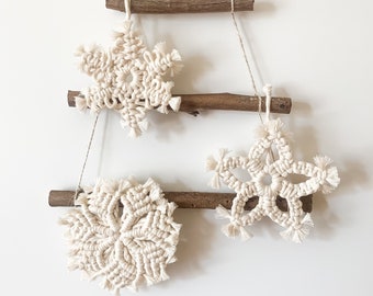 Macrame Snowflake Ornaments PDF Patterns - Set of 3 - Digital Download | Christmas Ornaments | PDF Tutorials | Macrame Christmas Patterns