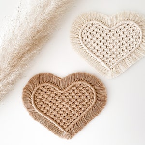 Macrame Heart Coaster PDF Pattern - Digital Download | DIY Macrame Pattern | Macrame PDF Tutorial | Home Decor | Valentine's Day Gift