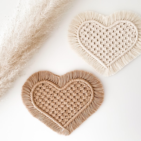 Macrame Heart Coaster PDF Pattern - Digital Download | DIY Macrame Pattern | Macrame PDF Tutorial | Home Decor | Valentine's Day Gift