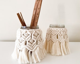 Macrame Jar Cover PDF Pattern - Digital Download | Macrame Jar Skirt | Macrame Pattern | Macrame PDF Tutorial | Macrame DIY Gifts