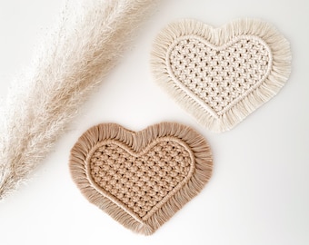 Macrame Heart Coaster PDF Pattern - Digital Download | DIY Macrame Pattern | Macrame PDF Tutorial | Home Decor | Valentine&#39;s Day Gift