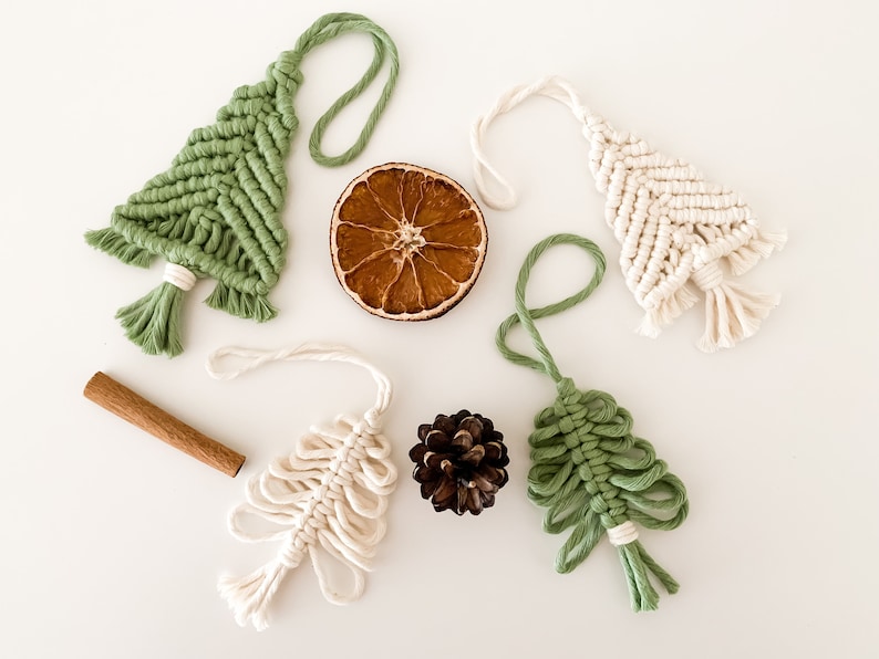 Macrame Christmas Tree Ornaments PDF Patterns Set of 2 Digital Download DIY Macrame Pattern Macrame Beginner PDF Tutorials image 1