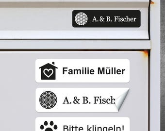 6x Aufkleber für Briefkastenschild Klingelschild Türschild Namensschild Briefkasten selbstklebend | wasserfest (6 x 1,5 cm) APD-056
