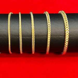 10K Real Gold Franco Chain Bracelets, 1.6mm - 4mm Real 10K Yellow Gold Franco Chain Bracelet, 10k Gold Franco Chain