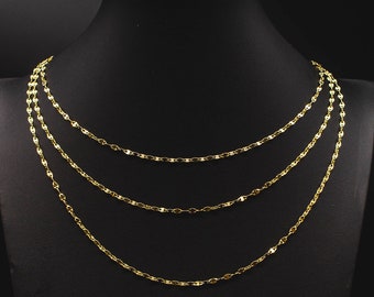 14K Solid Gold Mirror Chain,14k Solid gold 2.5mm Yellow Twisted Mirror Chain, 14k Gold Yellow women necklace,Twisted Mirror Chain