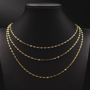 14K Solid Gold Mirror Chain,14k Solid gold 2.5mm Yellow Twisted Mirror Chain, 14k Gold Yellow women necklace,Twisted Mirror Chain