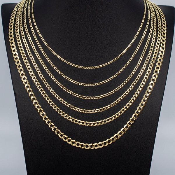 14K Real SOLID Gold Cuban Curb Link Chain, 1.5mm-5.8mm SOLID Cuban Curb Chain,14K SOLID Gold Chain Necklace Man and Woman,14K Heavy Chain