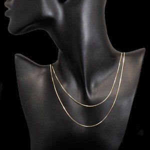 14K Solid Gold Box Chain Necklace,14K Real Gold Necklace, Women, Real Solid Gold 14k Necklace,Delicate Dainty Layered Necklace