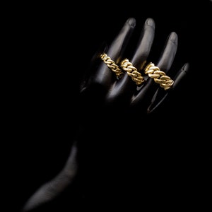 10k Echt Gelbgold 5,5 mm, 7,5 mm, 9,5 mm Miami Cuban Chain Ring, 10,5 Uns, Echt 10K Gelbgold, Männer und Frauen