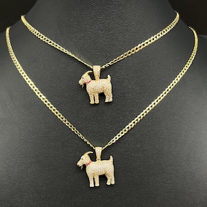 14k Real Gold GOAT Necklace,14K Real SOLID Gold G.O.A.T Charm, 14k Gold 3mm Solid Cuban Curb Chain Necklace,14k Solid Gold Goat Pendant