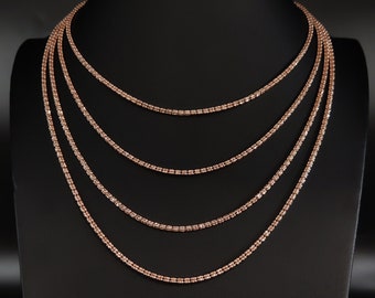 14k SOLID Real Gold Diamond Cut Ice Link Chain Necklace , 2.5mm Rose Gold Ice Chain,Rose Gold Chain, 14k Real Gold Cylinder Chain