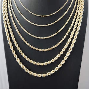 10K Gold Rope Chain Gold Rope Chain Necklace 2mm 2.2mm 2.6mm 3.2mm 4.8mm 6mm 18-26 inches, 10K Gold Rope Chain, 10K Gold Chain,  Men Women