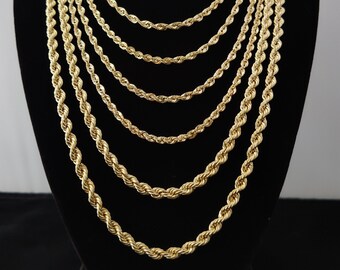 Buy 10K Gold Rope Chain Gold Rope Chain Necklace 2mm 2.2mm 2.6mm