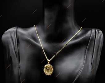 10k Real Solid Gold Zodiac  Necklace, with 14k 1.2mm Solid Gold Cable Chain Necklace , Zodiac Pendant, Zodiac Pendant gift