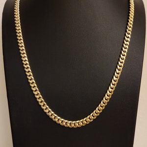 14k Real Gold Miami Cuban Link Chain Necklace 6.7mm 24 Inches Real 14K Yellow Gold,Man Gold Chain,Ladies Gold Chain, 14k Gold Chain