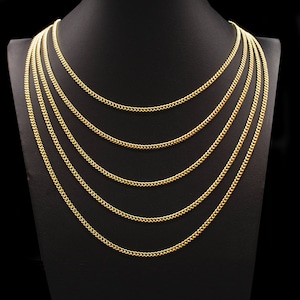 Collana e bracciale a catena cubana Miami in oro giallo da 3 mm, vero oro giallo 10K, catena da uomo in oro, catena da donna in oro, catena in oro 10k