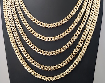 10k äkta guld Miami kubansk länkkedja halsband och armband 6,7 mm äkta 10K gult guld, herrguldkedja, damguldkedja, 10k guldkedja