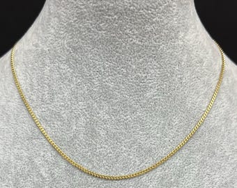 18K Real Solid Gold Miami Cuban Link Chain Necklace, 2.2mm Yellow Gold Chain, Italian Gold Necklace, Men's Women's Gold Gift