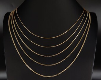thumbnail image 2 of 10K Solid Yellow Gold Franco Chain Necklace – 1mm Polished Link, 16-30 Inch For Men/Women 2 of 6