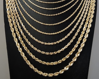 ソリッド10Kゴールドミラノフィガロアンカーロープチェーン、丈夫な10K