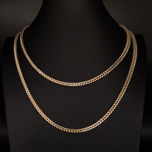 10K Echtgold Franco-Kettenhalskette, 16 "-26" Zoll, 4 mm echte 10K Gelbgold Franco-Kette, 10K Goldkette, Franco-Kette