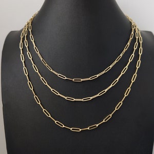 Solid 10k Gold Heavy Italian Paperclip Chain Necklace 3mm Women,10k Gold chain Necklace, Italian Paperclip Chain, 10k Paperclips Necklace