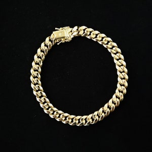 10k Yellow Gold 7.8mm Miami Cuban Chain Bracelet Box Clasp Lock Real 10K Yellow Gold, Men and Women,10k Gold Bracelet, 10k gold miami cuban