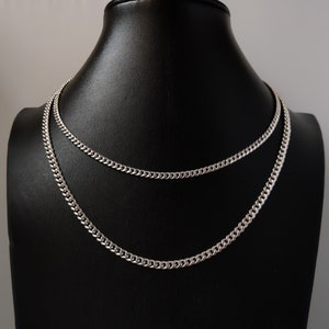 10k Real White Gold Miami Cuban Link Chain Necklace,3.8mm and 4.5mm 10K White Gold, Man Gold Chain,Ladies Gold Chain, White Miami Cuban