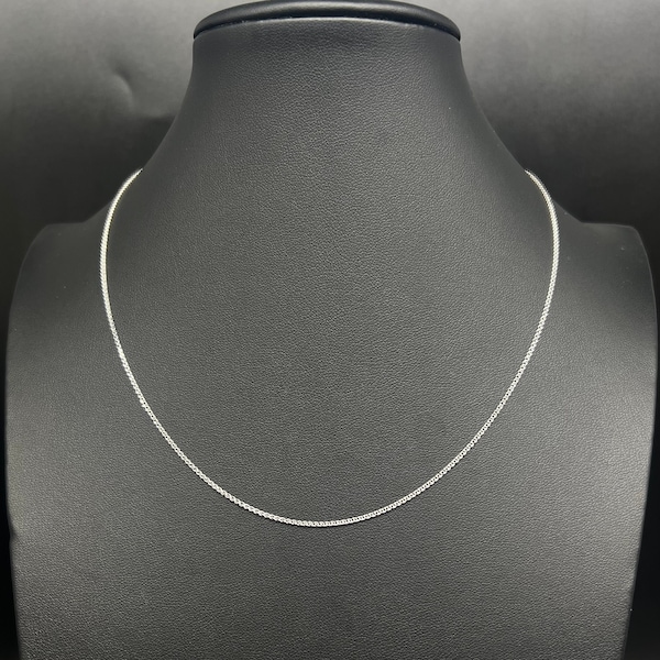 Collier de chaîne de blé en or blanc SOLIDE 14K, chaîne de blé 14k 1.2mm, chaîne de blé 14k hommes et femmes, collier réglable en or massif 14k