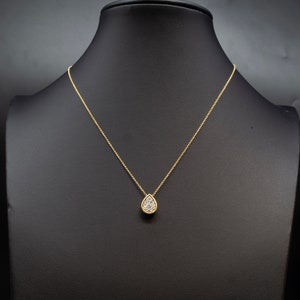 14k Solid Gold Natural Diamond Drop Necklace, 14K Gold Diamond Necklace , 14K Solid Gold Drop Necklace, 14k Real Diamond Women Necklace