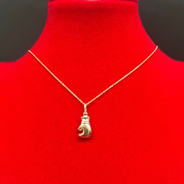 14k Real Gold Boxing Glove Pendant Necklace, with 14k Solid Gold 1mm Cable  Chain, Boxing Glove Pendant, Real Gold Boxing Glove Pendant
