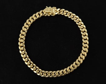 14k Yellow Gold 5.8mm Miami Cuban Chain Bracelet Box Clasp Lock Real 14K Yellow Gold, Men and Women,14k Gold Bracelet, 14k gold miami cuban