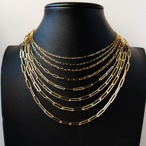 14k SOLID Gold Italian Style Paperclip Chain, 1.5mm - 4.5mm Women Necklace, 14k Italian Style Paperclip,  14k Yellow Gold Paperclips