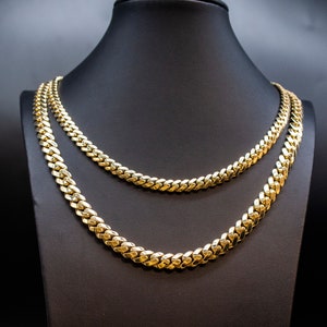 14k Real Gold Miami Cuban Link Chain with Box Lock Necklace, 8 mm and 10 mm Real 14K Yellow Gold,Gold Chain, 14k Gold Chain, 14K Royal Miami