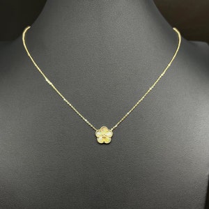 10k Solid Gold Flower Necklace, 10K Real Gold Flower Bracelet, 10K Solid Gold Flower Chain, Great Gift, 10k Gold Dainty Women Necklace