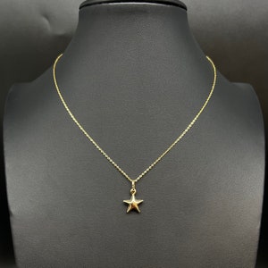 14K Real SOLID Gold Puffed STAR Charm, 14k Real Gold 1 mm Cable  Chain Necklace,14k Gold 3D Star Pendant,14k Real Gold Pendants Necklace