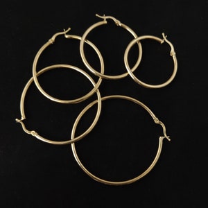 14k Gold Hoop Earrings,Real Gold Hoop Earrings, 2mm, 3mm and 4mm Thickness High Quality, 15mm-70mm Gold Hoop Earrings, Women Hoop Earrings