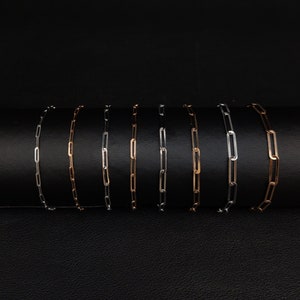 Real 14k Solid Gold Paperclip Chain Bracelet 2.2MM - 3.8MM, 14k Rose and White Gold Women Bracelet,Fancy Gold Bracelet,14k Gold Paperclips