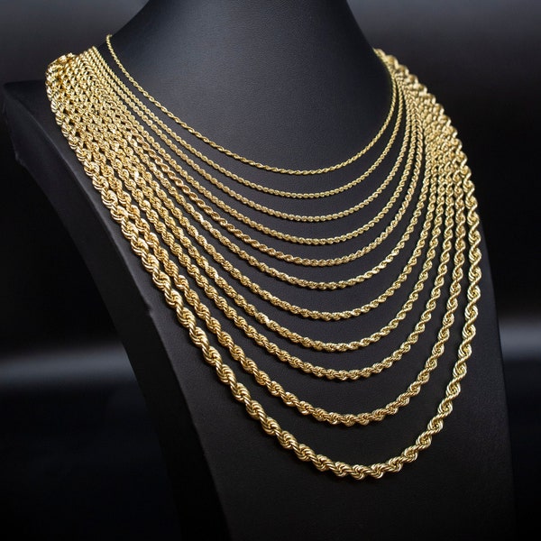 14K Gold Rope Chain Gold Rope Chain Necklace 2mm 2.3mm 2.5mm 3mm 3.5mm 4mm 6mm 18-26 inches, 14K Gold Rope Chain, 14K Gold Chain,  Men Women