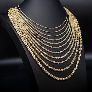 14K Gold Rope Chain Gold Rope Chain Necklace 2mm 2.3mm 2.5mm 3mm 3.5mm 4mm 6mm 18-26 inches, 14K Gold Rope Chain, 14K Gold Chain,  Men Women