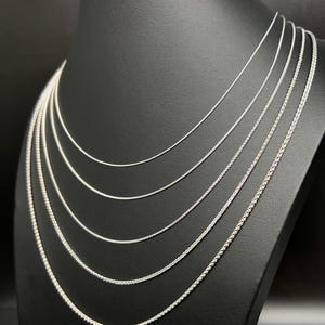Collar de cadena de espigas de trigo de oro blanco macizo de 14 k, cadena de espigas de trigo de oro macizo de 14 k de 0,9 mm a 2,1 mm, cadena de espigas de trigo para hombres y mujeres de 14 k, collar de oro macizo de 14 k