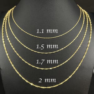 10K echt MASSIEF gouden diamantgeslepen Singapore-ketting, 10K geelgouden Singapore-ketting, 10K gouden Singapore-ketting, vrouwenketting van echt goud