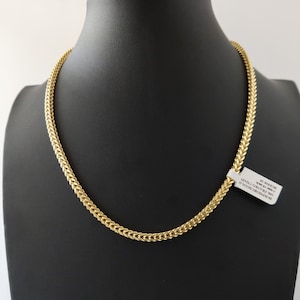 10K Real Semi Solid Gold Franco Chain Necklace, 18 inch Franco Chain, 4mm Real 10K Yellow Gold Franco Chain,10k Gold Chain,Franco Chain