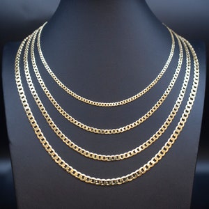 10K Real SOLID Gold Cuban Curb Link Chain, 3mm-5.2mm SOLID Cuban Curb Chain,10K  SOLID Gold Chain Necklace Man and Woman,10K Heavy Chain