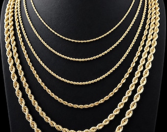 10K Gold Rope Chain Gold Rope Chain Necklace 2mm 2.2mm 2.6mm 3.2mm 10K Gold Rope Chain Gold Rope Chain Necklace 2mm 2.2mm 2.6mm 3.2mm