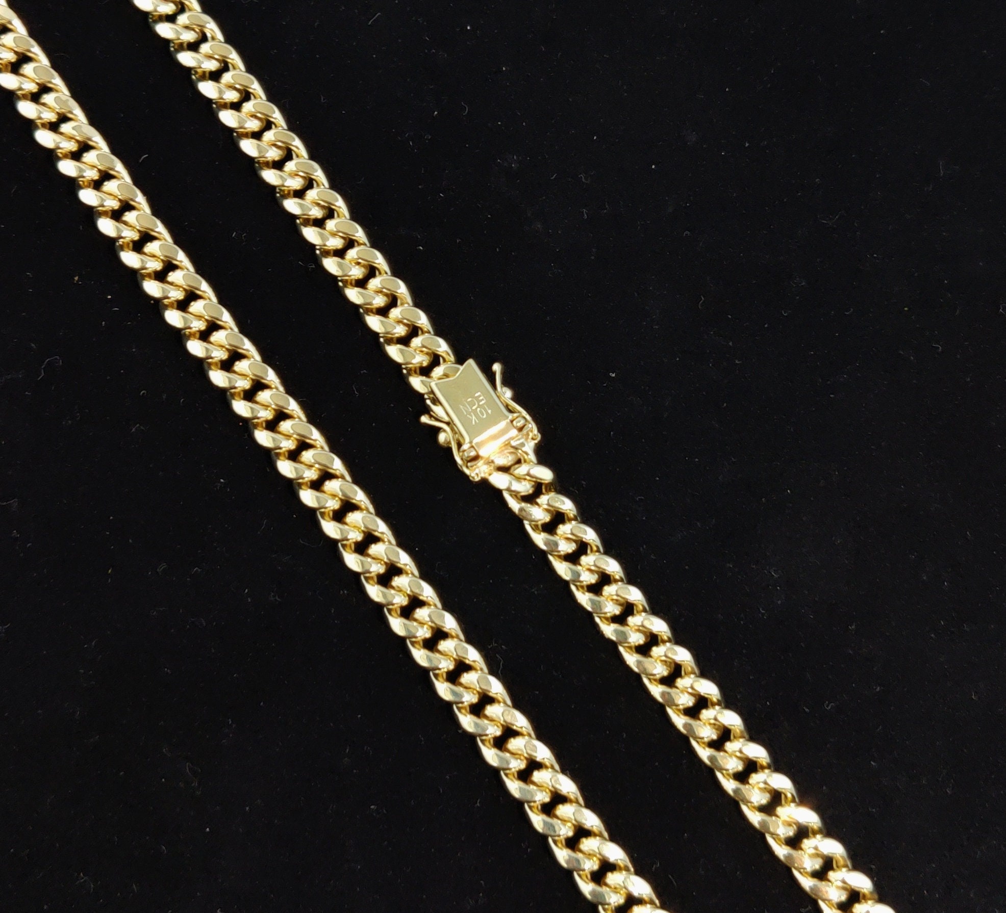 10k Real Gold Miami Cuban Link Chain Necklace and Bracelet Etsy